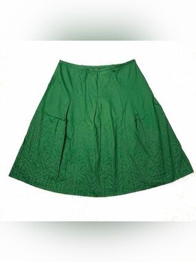 Talbots Emerald Green Eyelet A-Line Women's Skirt 100% Cotton